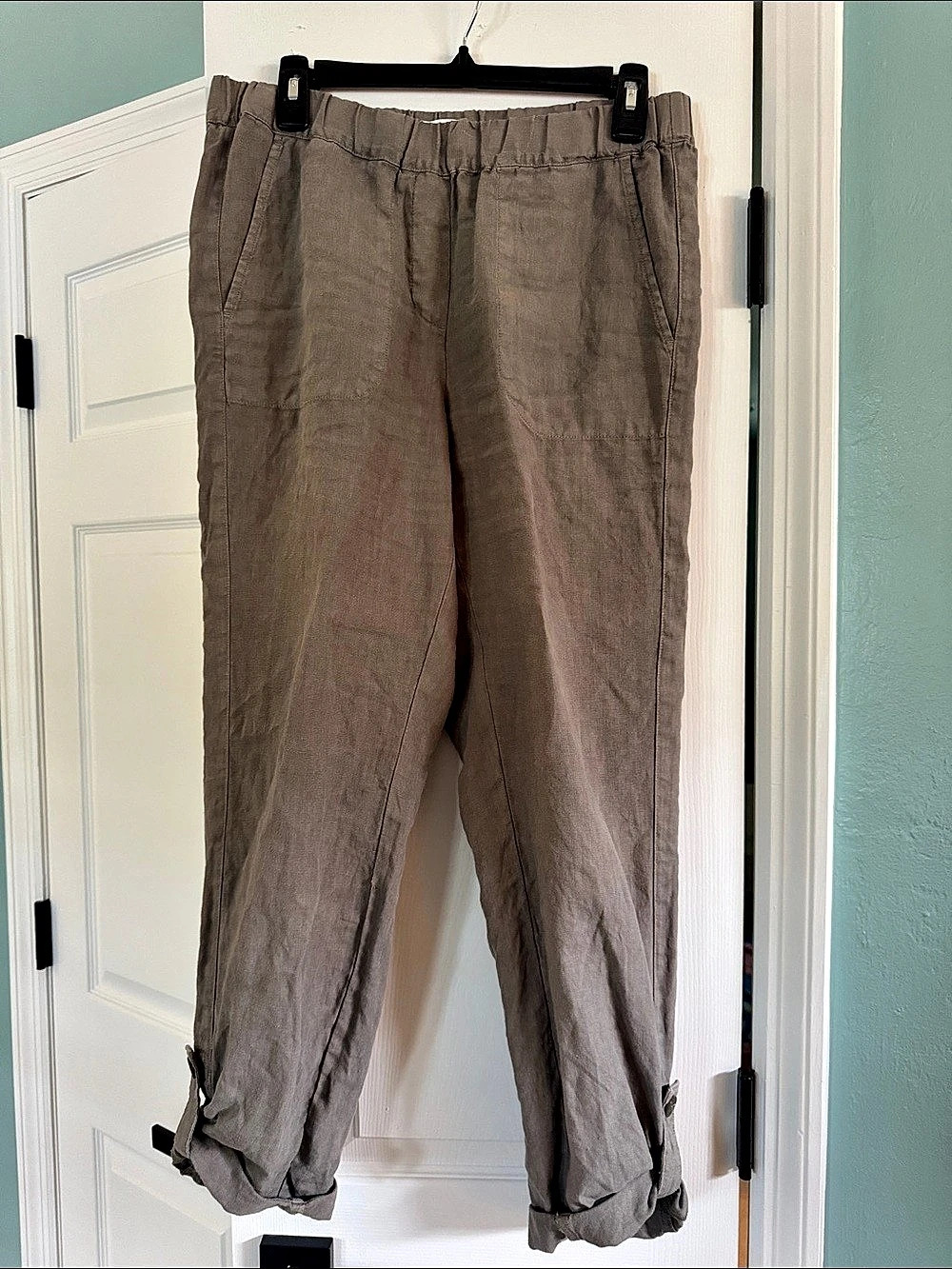 Pure Jill Garment-Dyed Linen Roll-Tab Pants Small